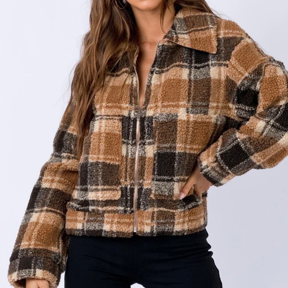 Princess Polly Doria Jacket Tan & Black size 4